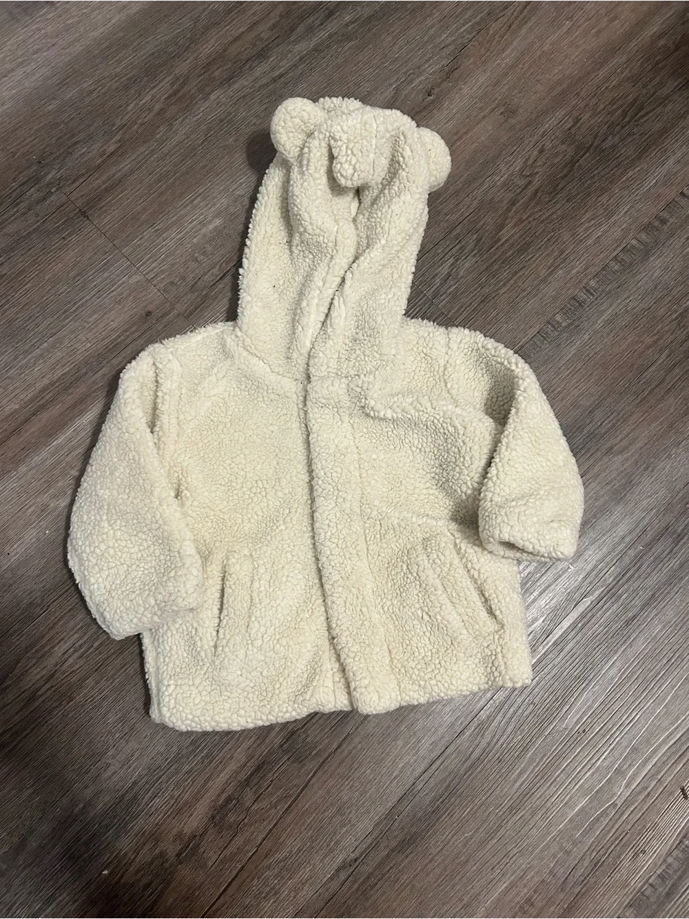 Magnetic Me Cream Sherpa Baby Hoodie with Bear Ears
